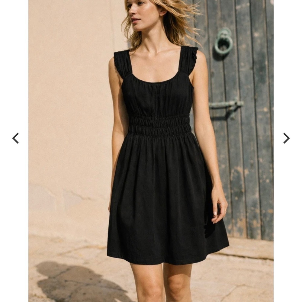 Ciao Lucia Abella Dress XS Black Cotton Poplin Smocked Mini LBD Minimalist EUC - Picture 8 of 16